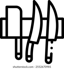 Icono de cuchillo. Diseño De Estilo Lineal Delgado Aislado Sobre Fondo Blanco