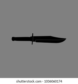 Knife icon. Vector. Black icon on medium gray background. Isolated.