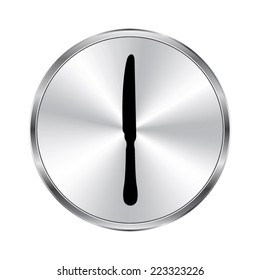knife icon - vector brushed metal button