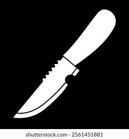 Knife icon vector illustration, knife clip art, white on black background