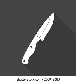 knife icon - vector illustration with long shadow isolated on gray 