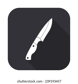 knife icon - vector illustration with long shadow isolated on gray