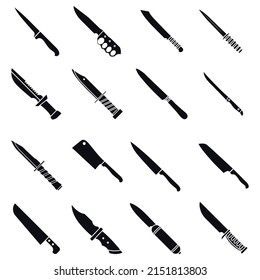 Knife Symbol, Vektorset. Kollektion von Illustrationszeichen. Munitionssymbol. Jagdlogo.