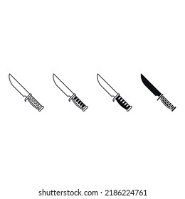 Conjunto de vectores de icono de Cuchillo. colección de signos de ilustración de aumento. símbolo de munición. logotipo de caza.