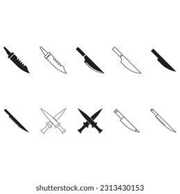 diseño del logotipo de la ilustración de la plantilla del vector de icono de cuchillo