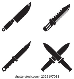 diseño del logotipo de la ilustración de la plantilla del vector de icono de cuchillo