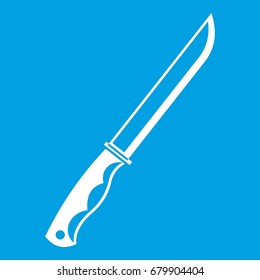 Knife icon white isolated on blue background vector illustration