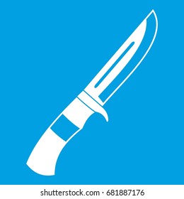 Knife icon white isolated on blue background vector illustration