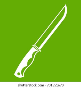 Knife icon white isolated on green background. Vector illustration
