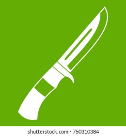 Knife icon white isolated on green background. Vector illustration