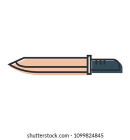 Knife icon.Flat design with outline.Cold weapon.