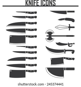 knife icons set