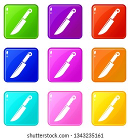 Knife icons set 9 color collection isolated on white for any design