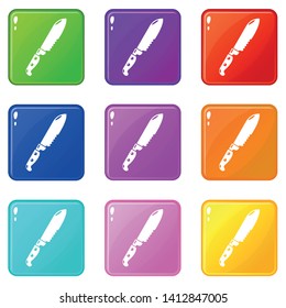 Knife icons set 9 color collection isolated on white for any design