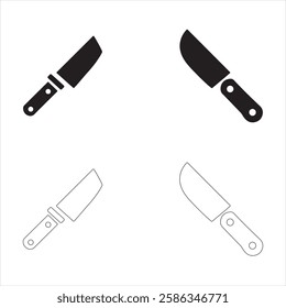Knife icons set simple clean and smooth Solid and Outline Styles vector icons in black on a white background.

