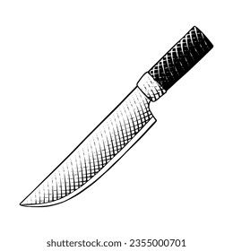 Ilustración de Cuchillo dibujada en estilo de grabado