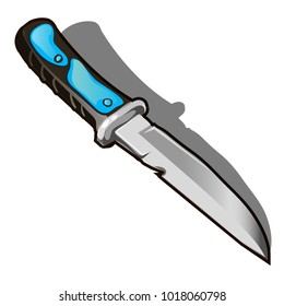 Knife isolated on white background. Vector cartoon close-up illustration.