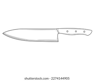Cuchillo aislado sobre fondo blanco. Ilustración vectorial.