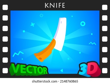 Icono de diseño isométrico del cuchillo. Ilustración web de vectores. 3.ª colorida concepción