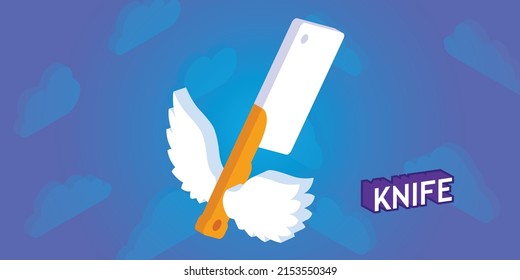 Icono de diseño isométrico del cuchillo. Ilustración web de vectores. 3.ª colorida concepción