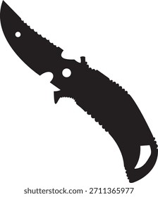 Cuchillo de cocina Silueta negra Dibujo de Vector Diseño Divertido Cute Eat Cartoon

