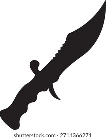 Cuchillo de cocina Silueta negra Dibujo de Vector Diseño Divertido Cute Eat Cartoon
