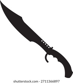 Cuchillo de cocina Silueta negra Dibujo de Vector Diseño Divertido Cute Eat Cartoon
