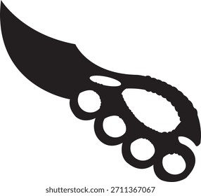 Cuchillo de cocina Silueta negra Dibujo de Vector Diseño Divertido Cute Eat Cartoon

