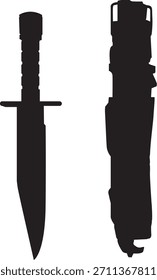 Cuchillo de cocina Silueta negra Dibujo de Vector Diseño Divertido Cute Eat Cartoon