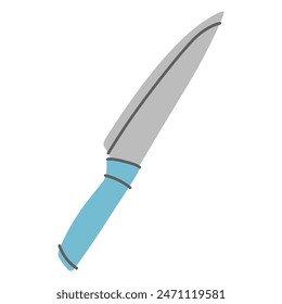 Knife, kitchen cutting tool with metal blade and wooden handle. Cutlery, kitchenware for cooking, chopping. Knive item. Flat vector illustration isolated on white background