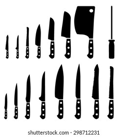 Knife kitchen icons set illustration