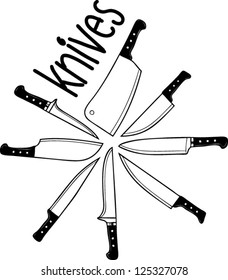 Knife, Kitchen knives - Vector icon isolated on white
