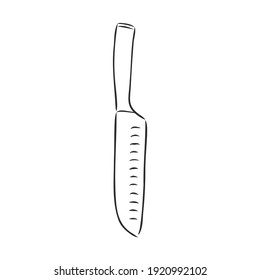 boceto de cocina con cuchillo. ilustración vectorial. boceto vectorial