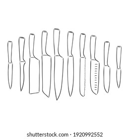 knife kitchen sketch. vector illustration. knife, vector sketch