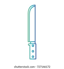 knife kitchen utensil degraded blue color contour vector illustration
