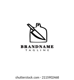knife and kitchen wooden board cartoon logo icon design template black modern isolated vector