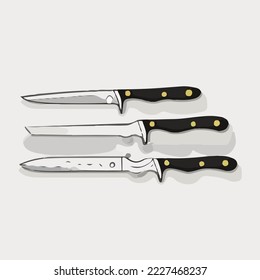 Cuchillo, Cocina, Chef, Dibujo De Caricaturas Del Vector De Ilustración De Cocina