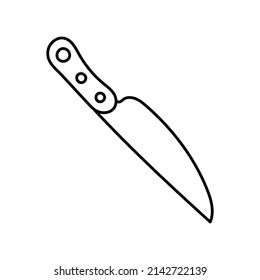 Knife. Kitchenware sketch. Doodle line vector kitchen utensil and tool. Cutlery