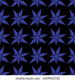 Knife Leaf Batik Motif, Indonesian Culture, pattern and seamless background blue flower - Vector Illustration