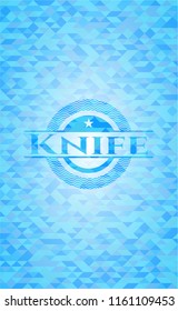 Knife light blue emblem with mosaic background