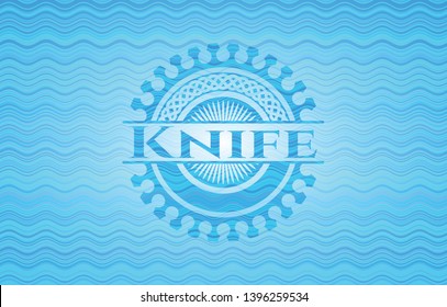 Knife light blue water style emblem. Vector Illustration. Detailed.