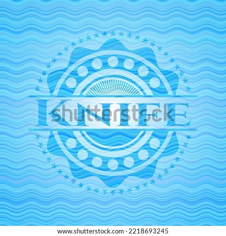 Knife light blue water wave emblem background. Vector Illustration. Detailed. 