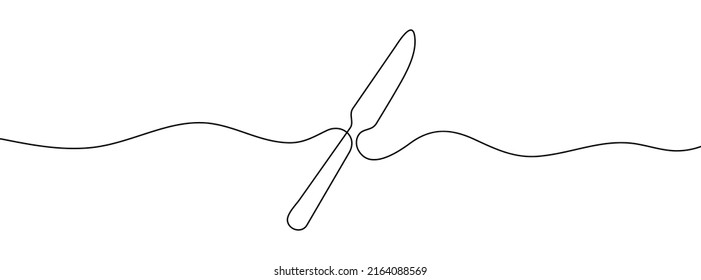 Knife line background. One continuous line drawing of knife. Vector illustration. Knife line icon.