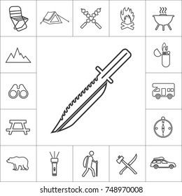 knife. line camping icon set on white background