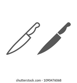 Knife line and glyph icon, kitchen and cooking, cook tool sign vector graphics, a linear pattern on a white background, eps 10.