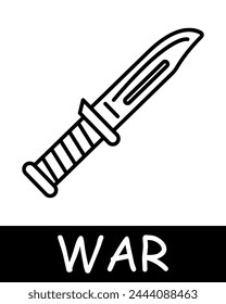 Knife line icon. Edged weapons, piercing cutting, war, death, peace, weapons, victory, battle, pain, destruction, victims, conflict, trench. Vector line icon for business and advertising