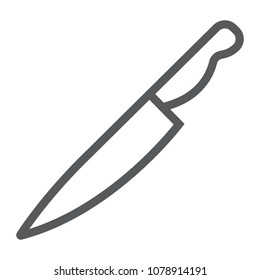 Knife line icon, kitchen and cooking, cook tool sign vector graphics, a linear pattern on a white background, eps 10.