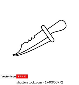 Icono de línea de Cuchillo, concepto de autodefensa, signo de daga en fondo blanco, gráficos vectoriales