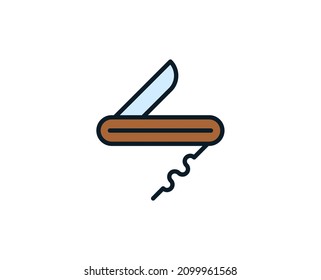 Knife line icon. Vector symbol in trendy flat style on white background. Travel sing for design.