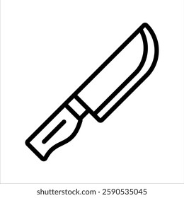 Knife Line Vector Illustration On White Background.